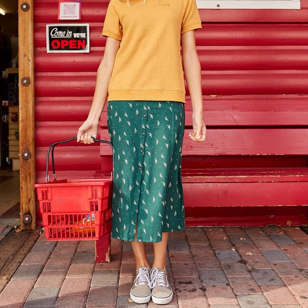 Toad&Co Manzana Pull On Midi Skirt Sz M